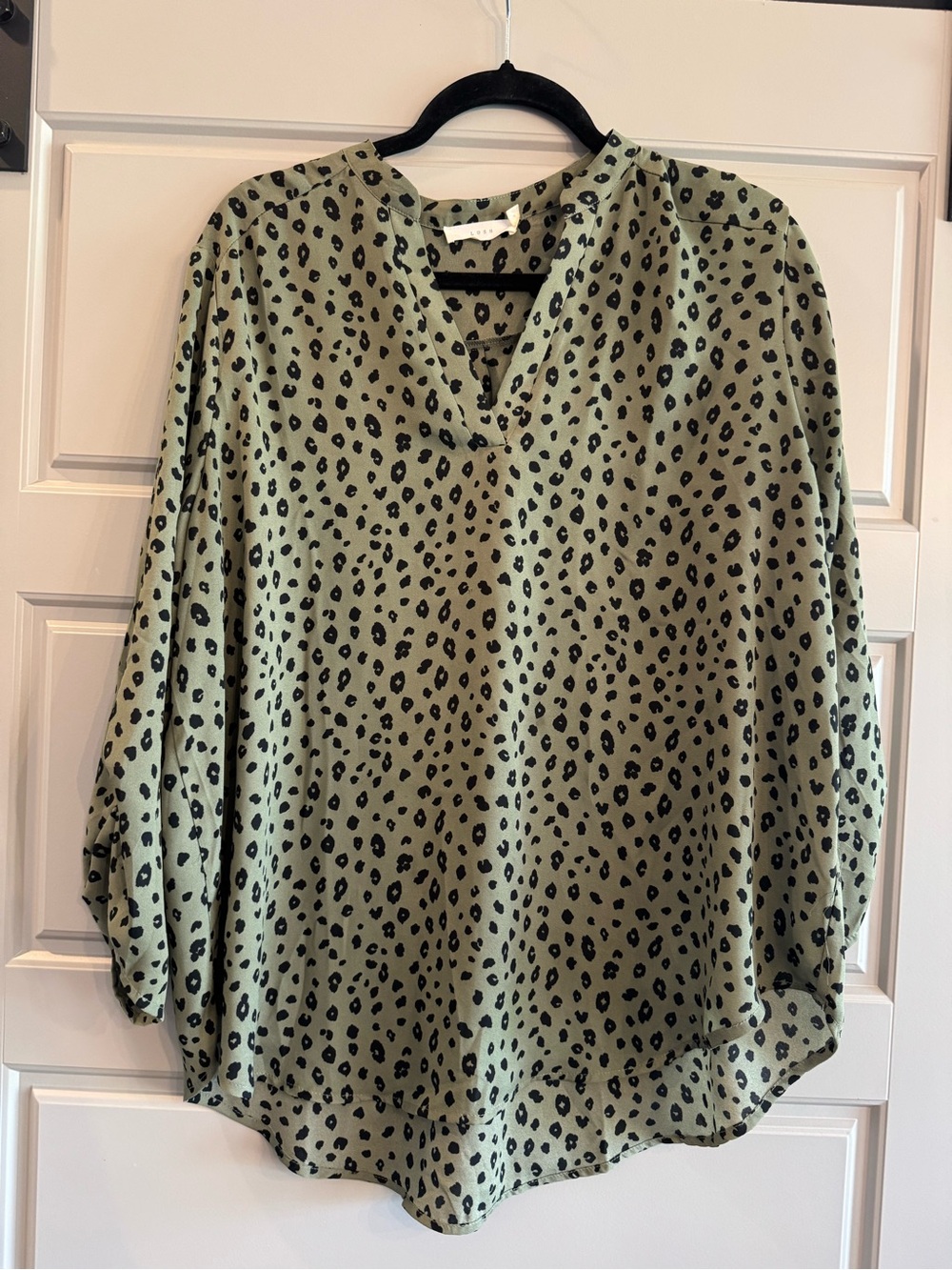 Lush Olive and Black Leopard Print V-Neck Tunic